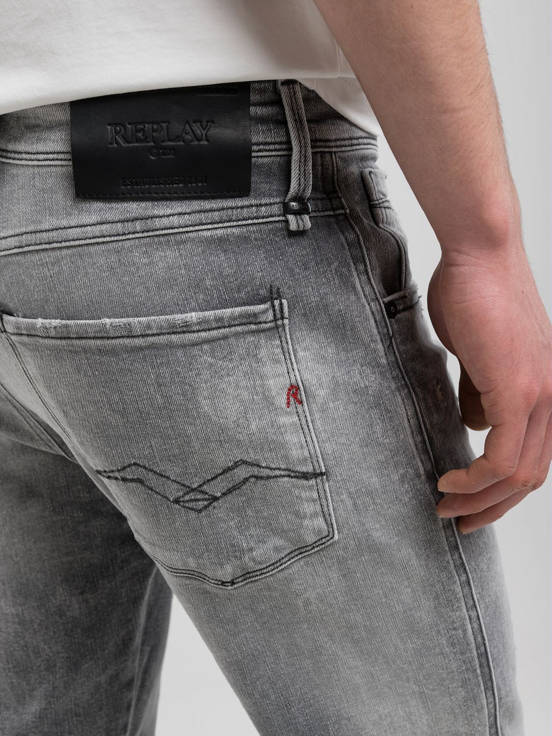 Light Grey 12.5 OZ White Weft Black Power Stretch Anbass Slim