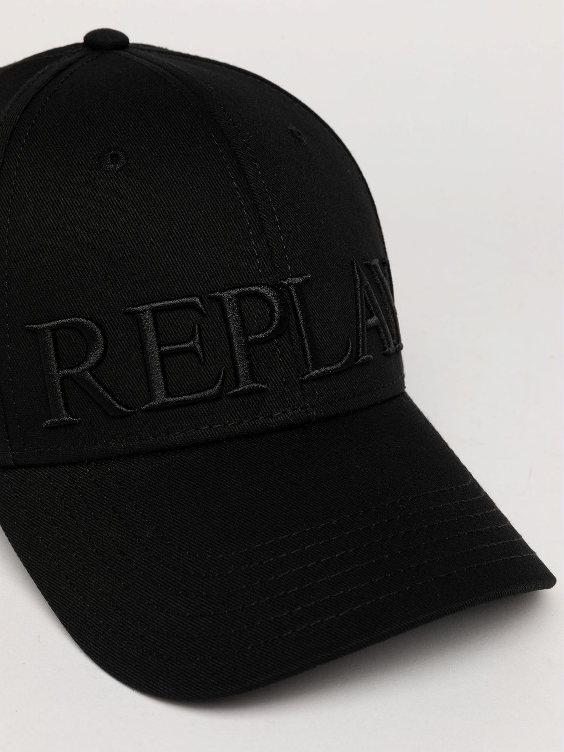 Total Black Cap With Maxi Embroidered Logo - Replay Jeans