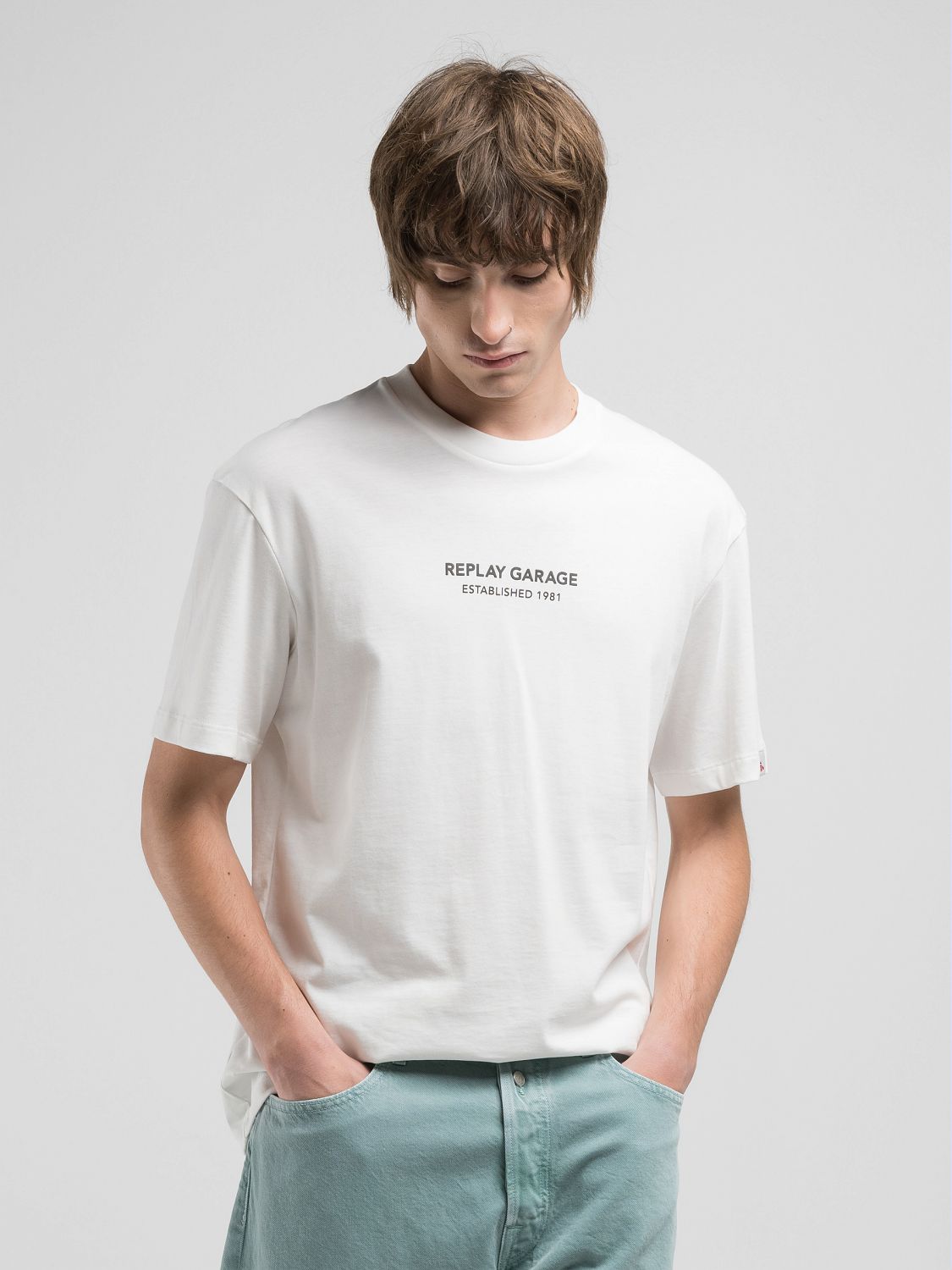 White Relaxed-Fit T-Shirt With Print - Replay Jeans