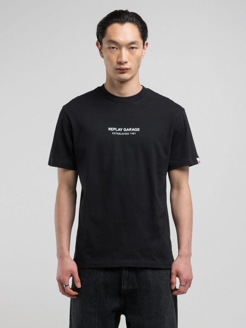 black t shirt with patch effect print (copy)