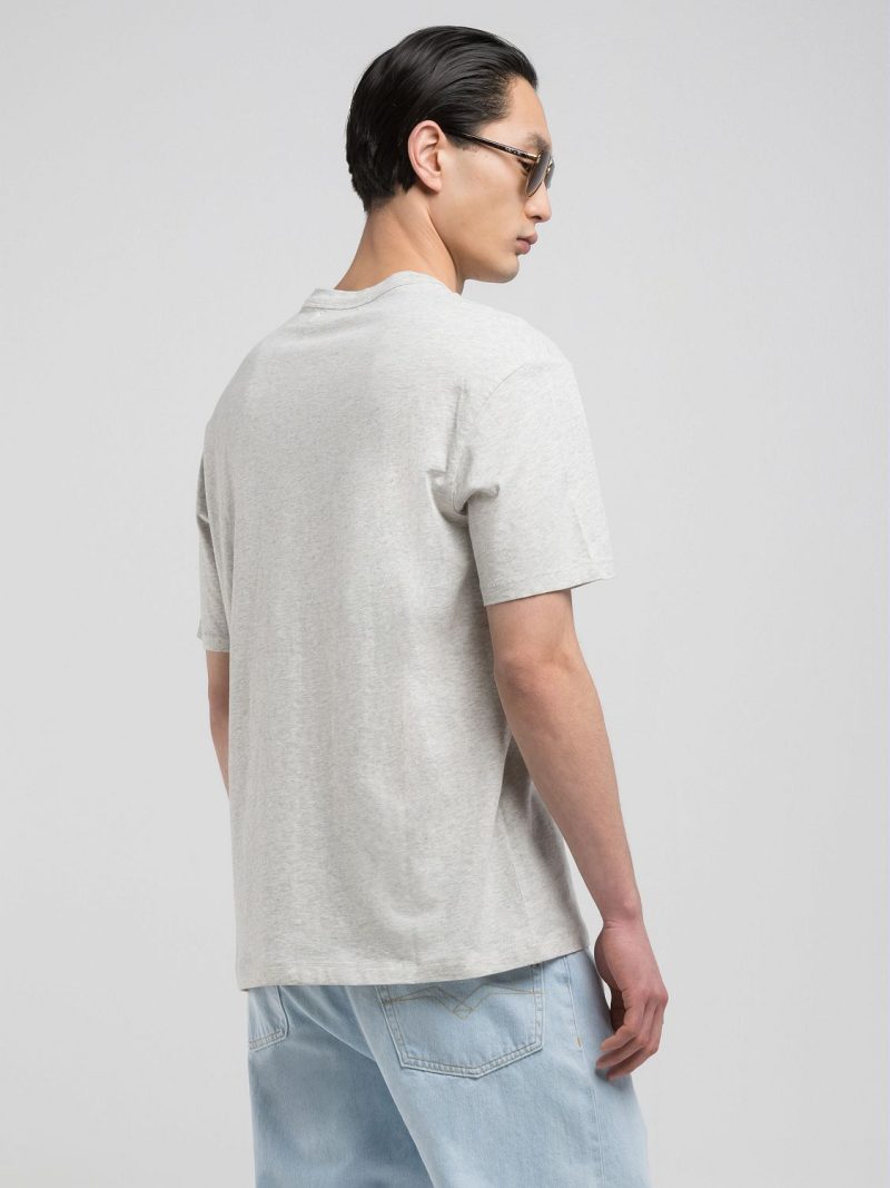 light grey melange t shirt with receipt print