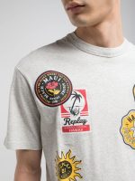 light grey melange t shirt with receipt print