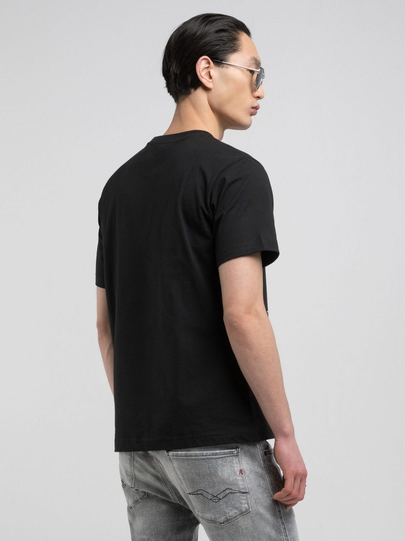 light grey melange t shirt with patch effect print (copy)