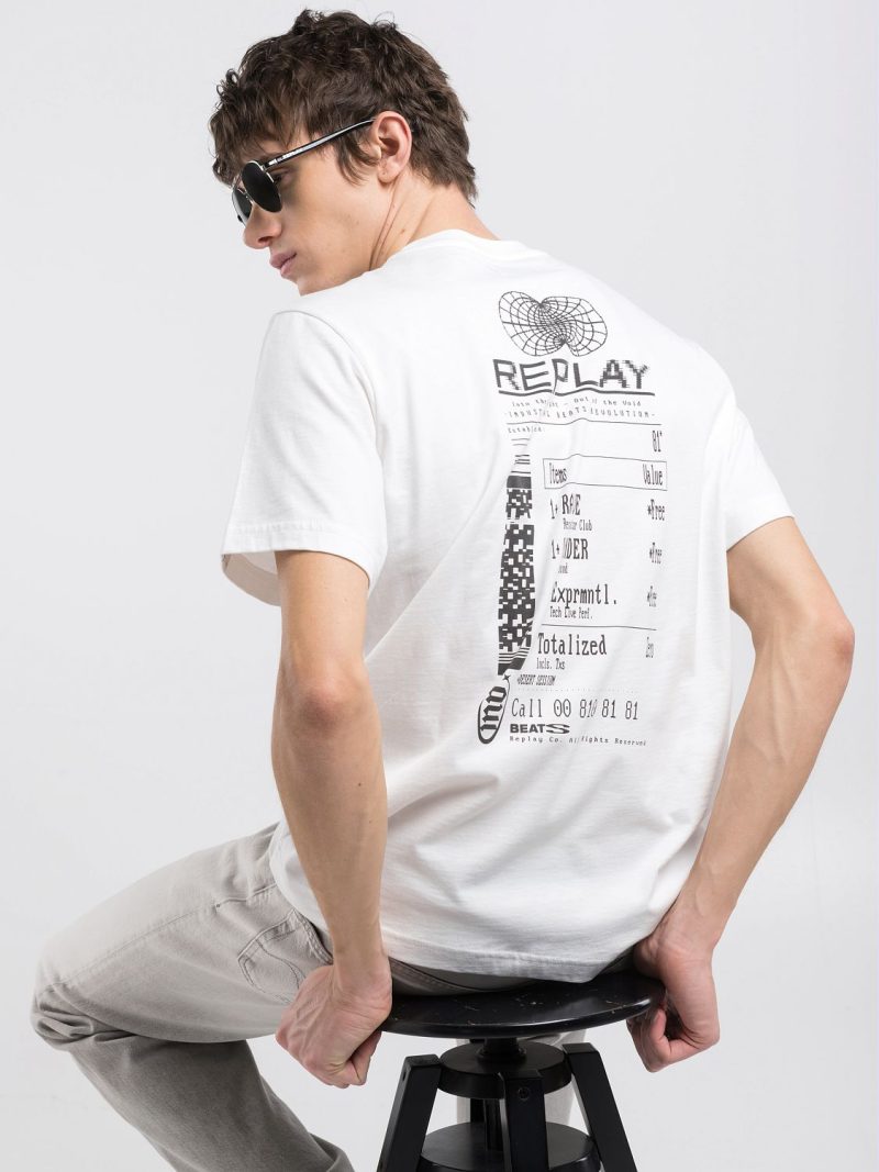 crew neck t shirt with receipt print