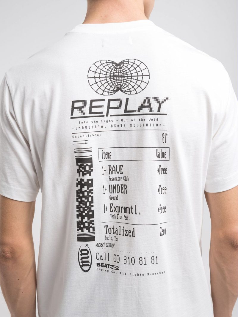 white crew neck t shirt with receipt print