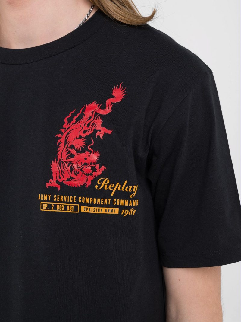 black with red dragon print jersey t shirt