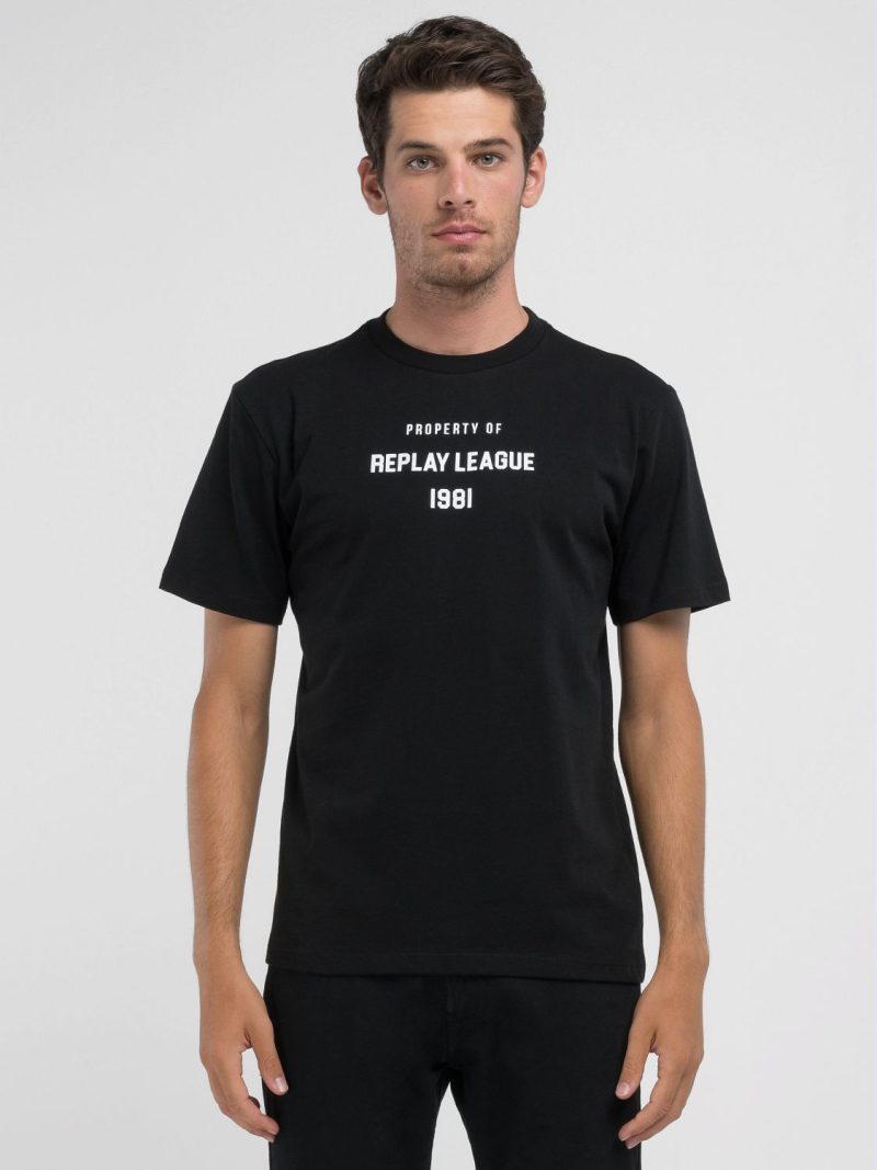 black jersey t shirt with lettering