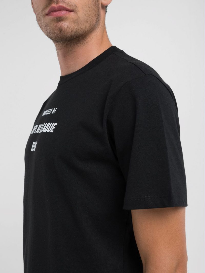 black jersey t shirt with lettering