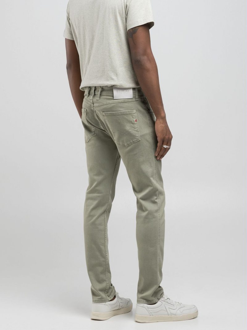 light sage green 9.5 oz stretch bull denim anbass slim fit jeans
