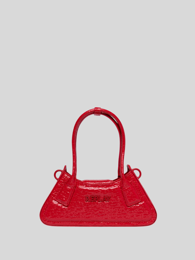 red hammered hobo style bag handbag