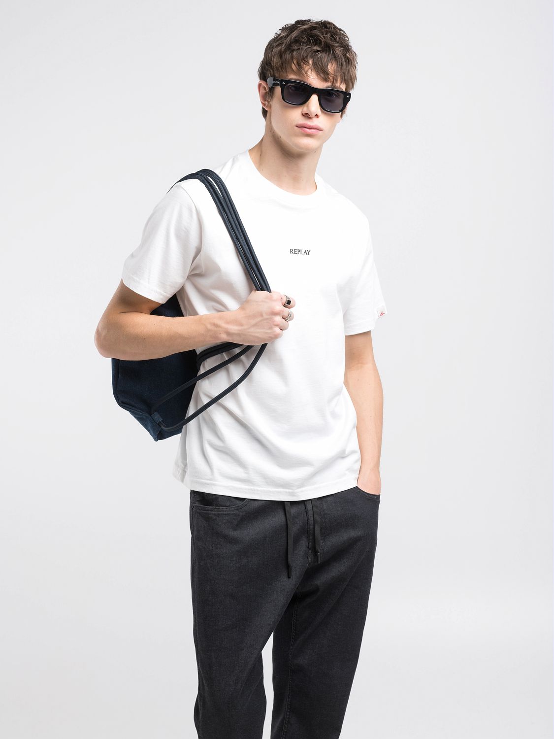 Natural White Cotton Crew-Neck T-Shirt - Replay Jeans
