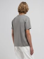 grey military t shirt with blurry lettering
