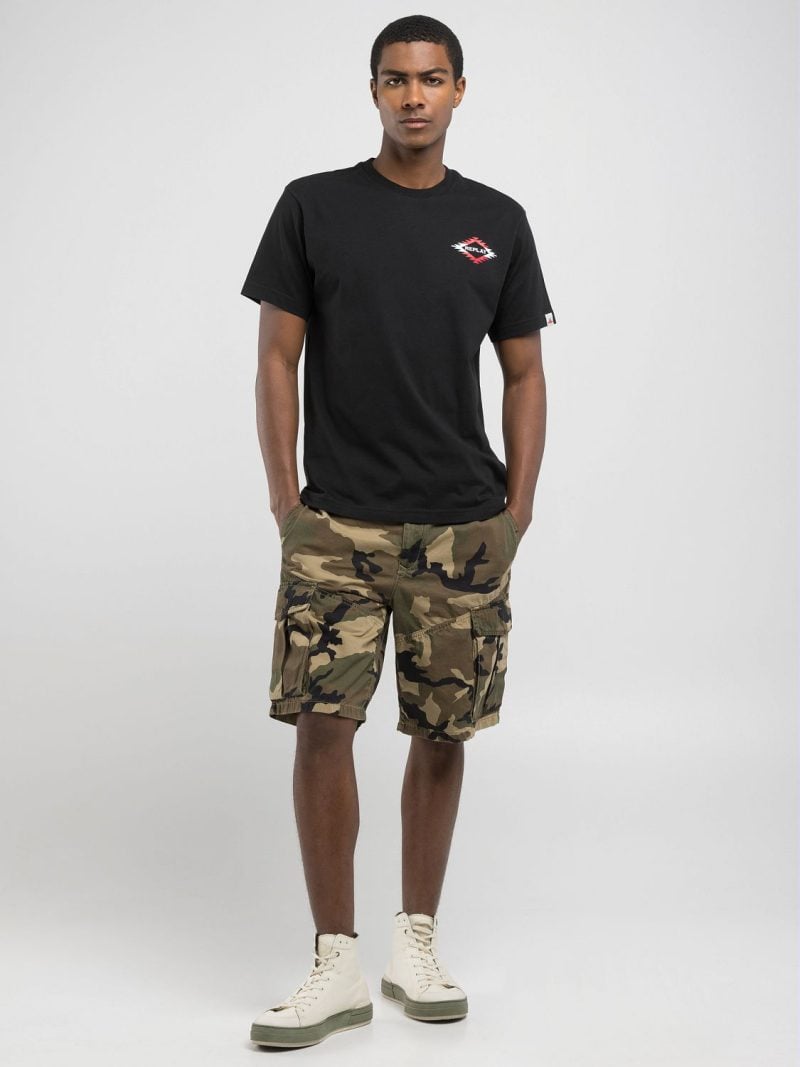black cotton t shirt with lettering