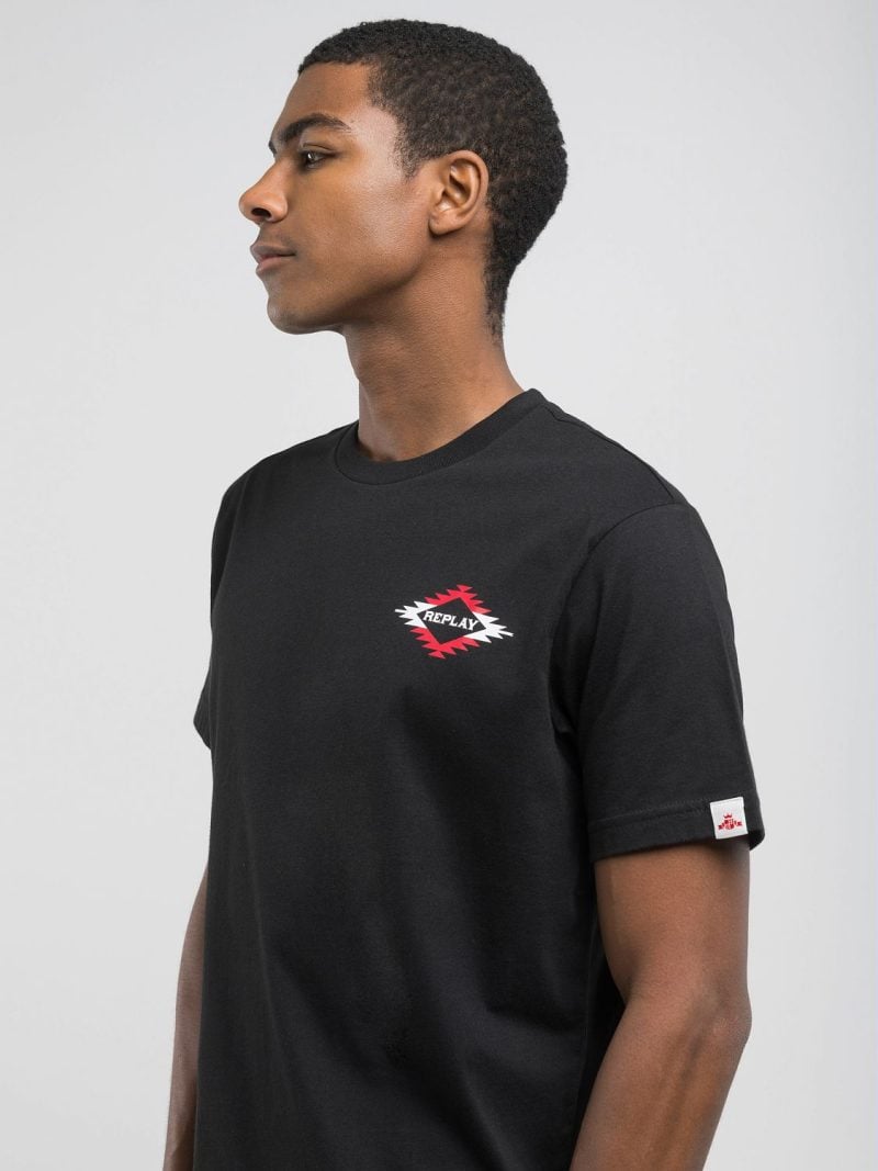black cotton t shirt with lettering