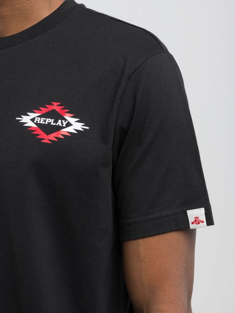 black cotton t shirt with lettering