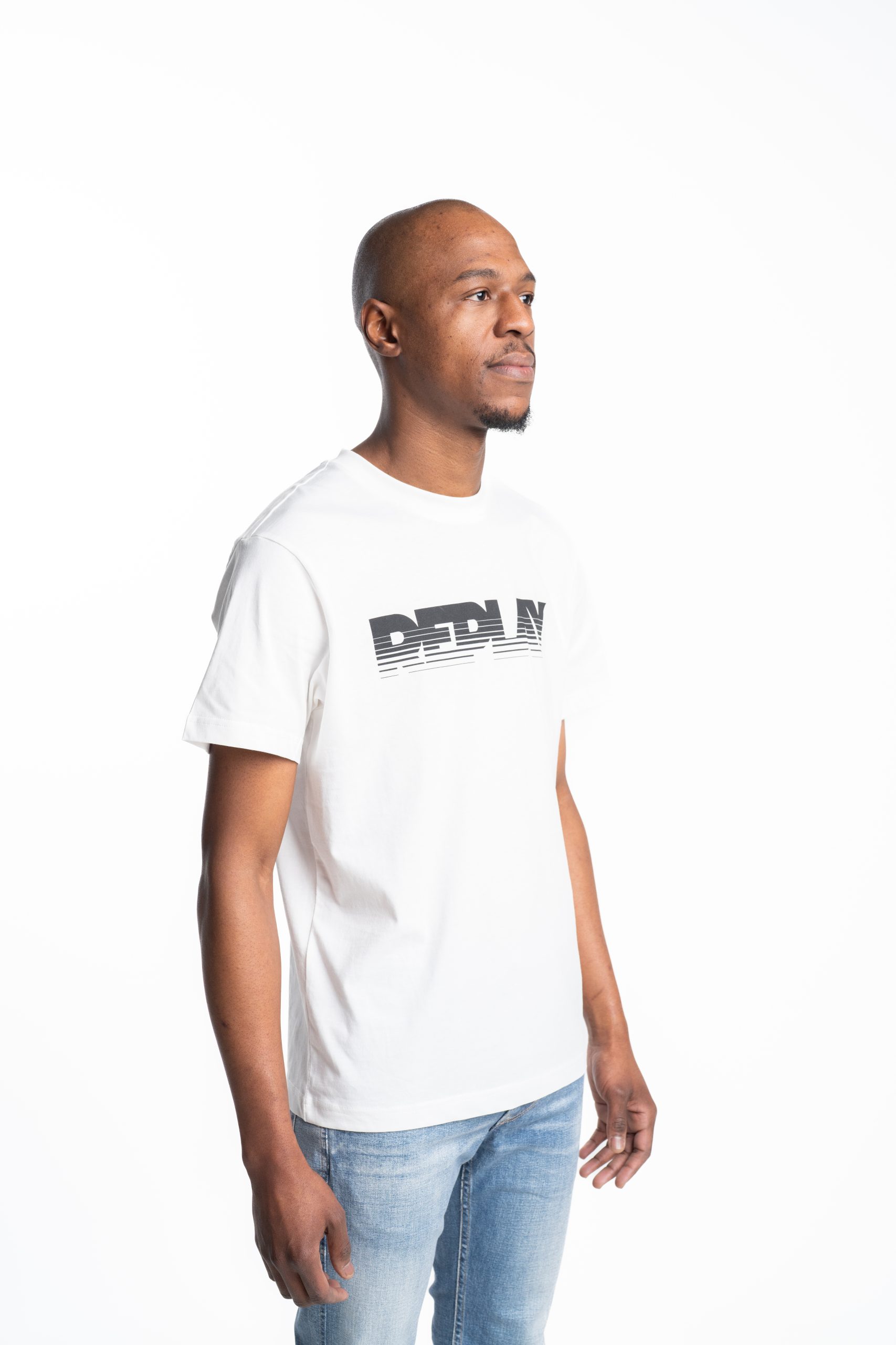 White Cotton T-Shirt with Faded Black Lettering - Replay Jeans