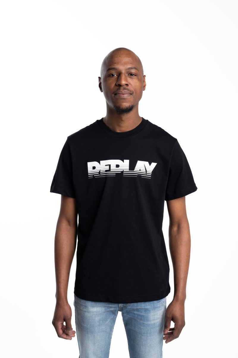 black cotton t shirt with black lettering (copy)