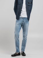 light blue 12 oz mid blue power stretch denim anbass slim fit jeans