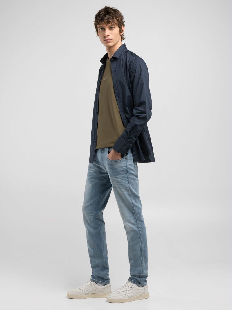 medium blue 11.5 oz hyperflex stretch denim slim anbass jeans