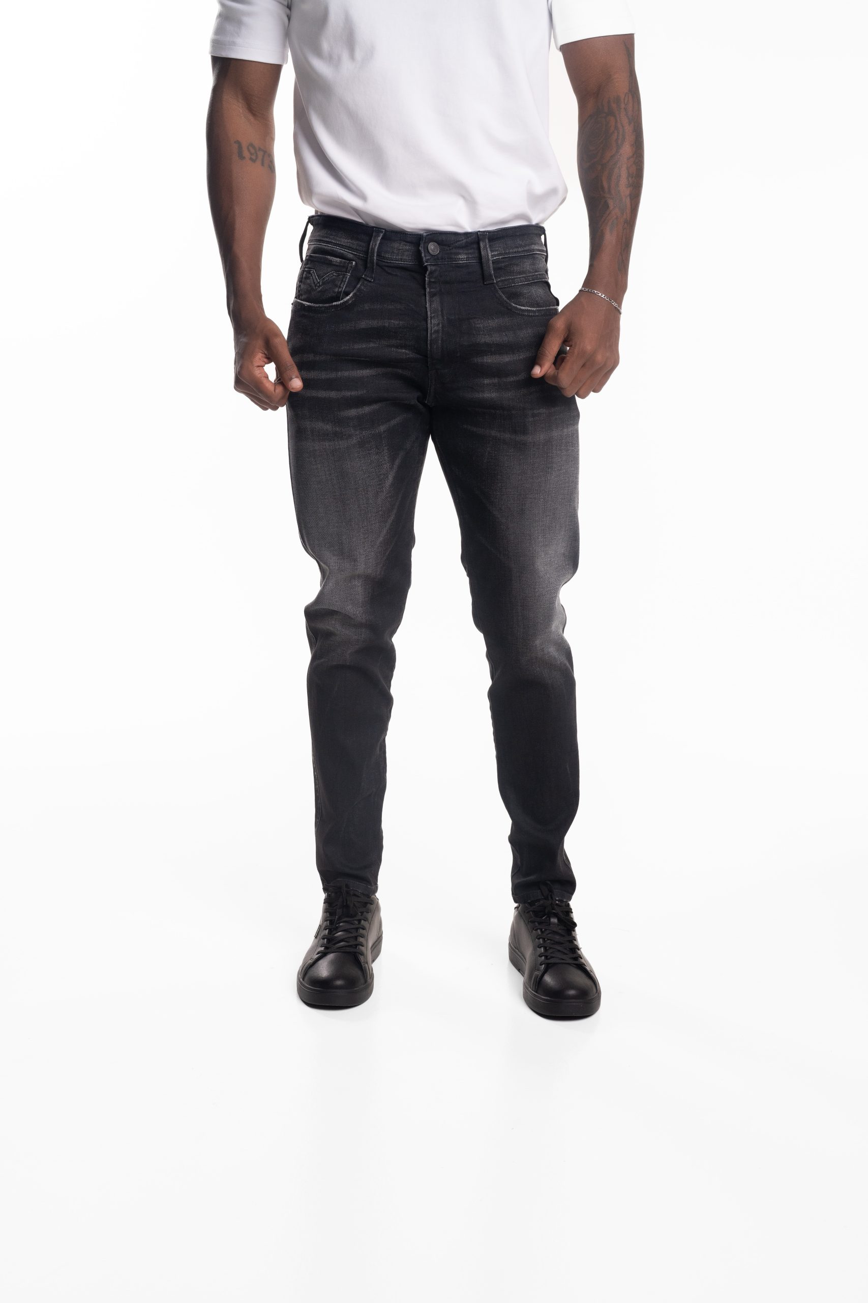 Black Delave 10.5 OZ Black Stretch Denim Coated Blue Super Slim