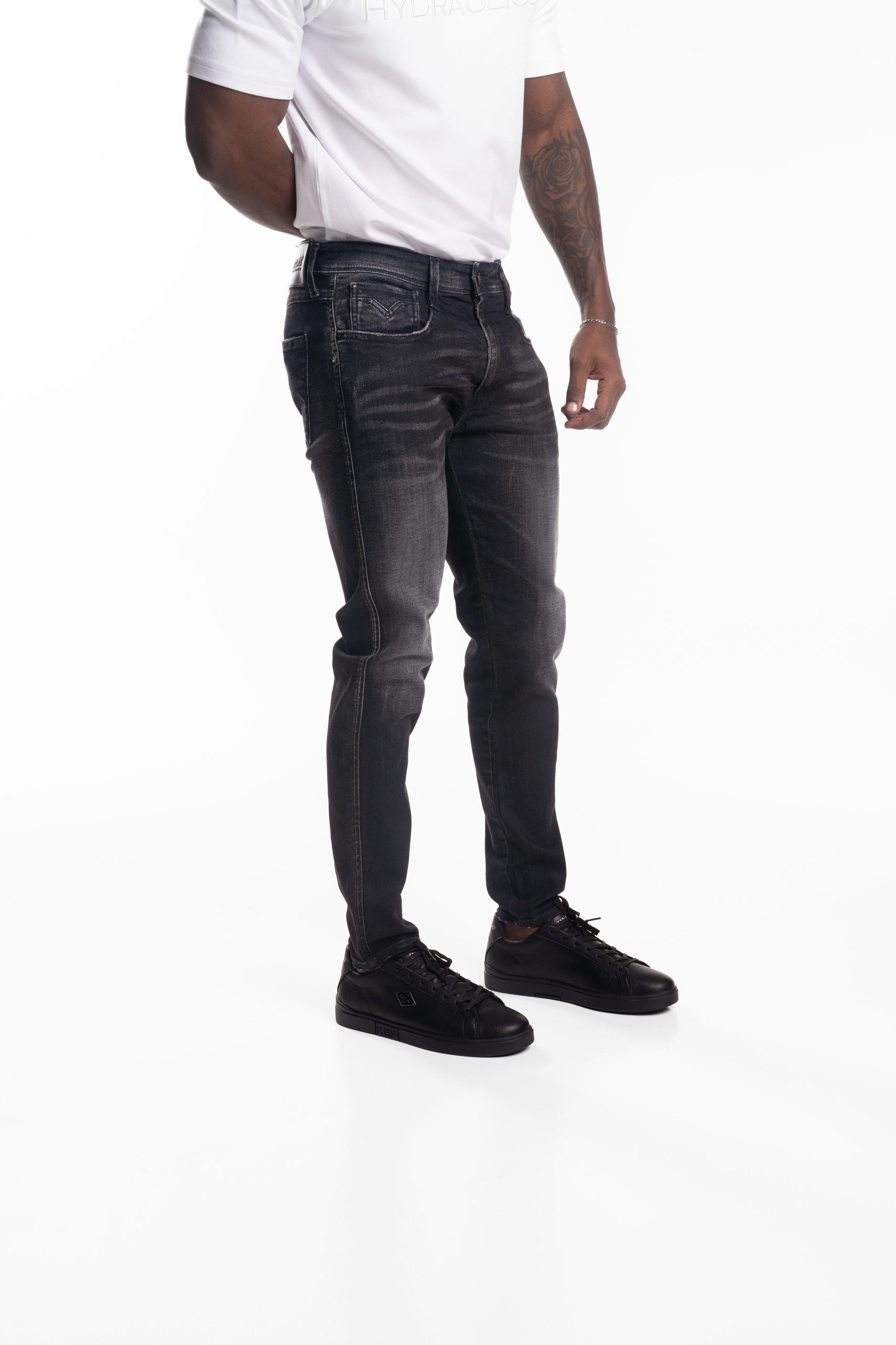 Black Delave 10.5 OZ Black Stretch Denim Coated Blue Super Slim