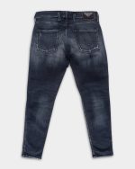 dark blue 10.5 oz blue/black stretch denim coated blue super slim bronny jeans