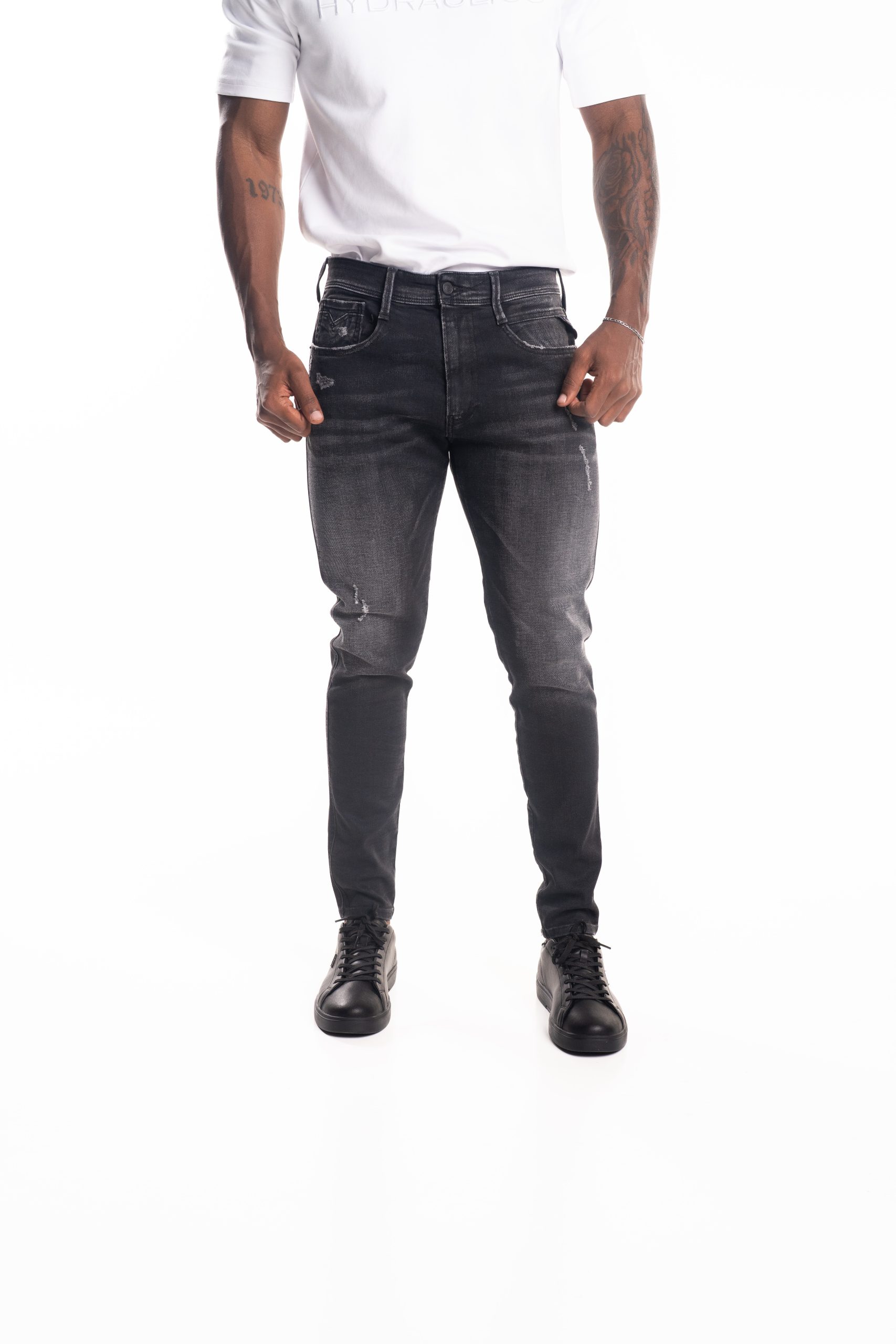 Black Delave 10.5 OZ Black Stretch Denim Coated Blue Super Slim