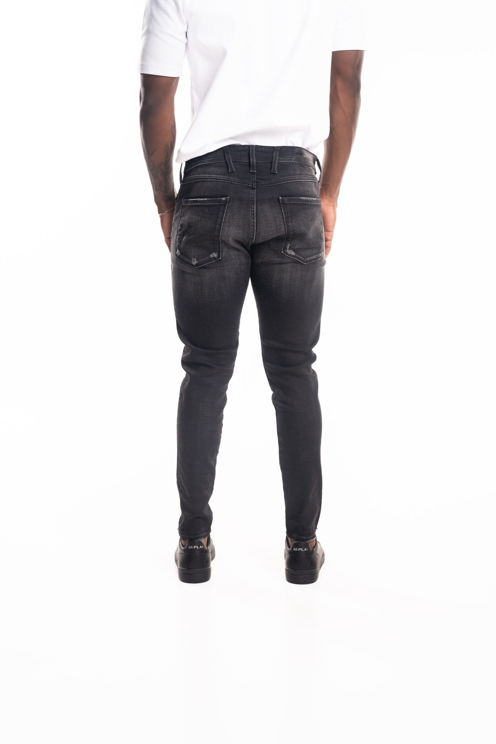 Black Delave 10.5 OZ Black Stretch Denim Coated Blue Super Slim
