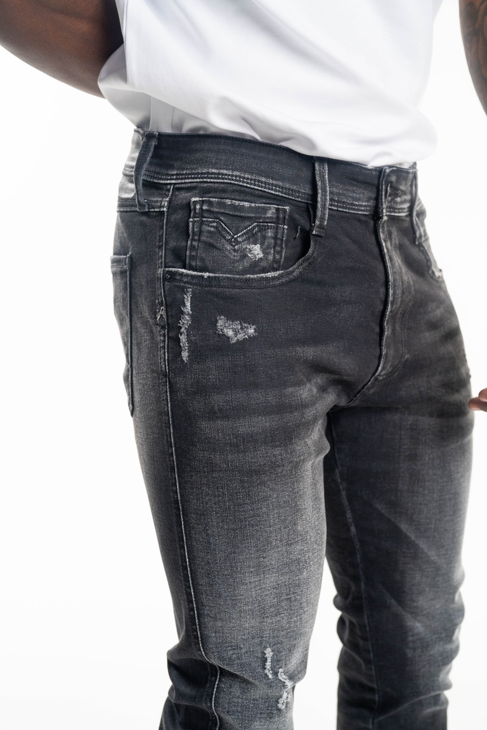 Black Delave 10.5 OZ Black Stretch Denim Coated Blue Super Slim