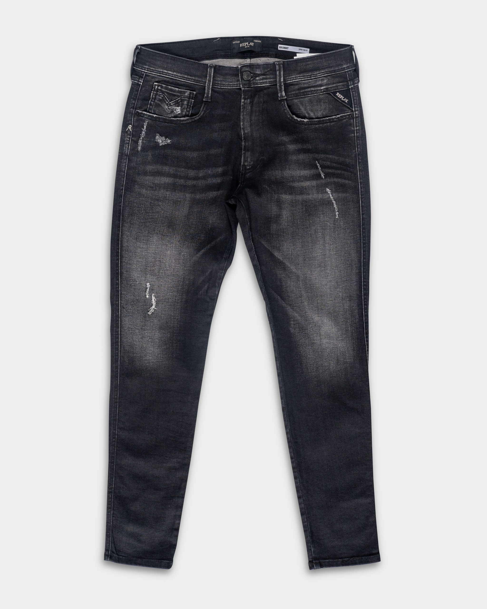 Black Delave 10.5 OZ Black Stretch Denim Coated Blue Super Slim