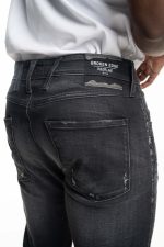 black 10 oz black stretch denim coated blue super slim bronny jeans