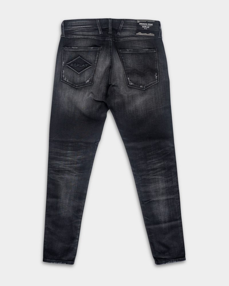 black 10 oz black stretch denim coated blue super slim bronny jeans