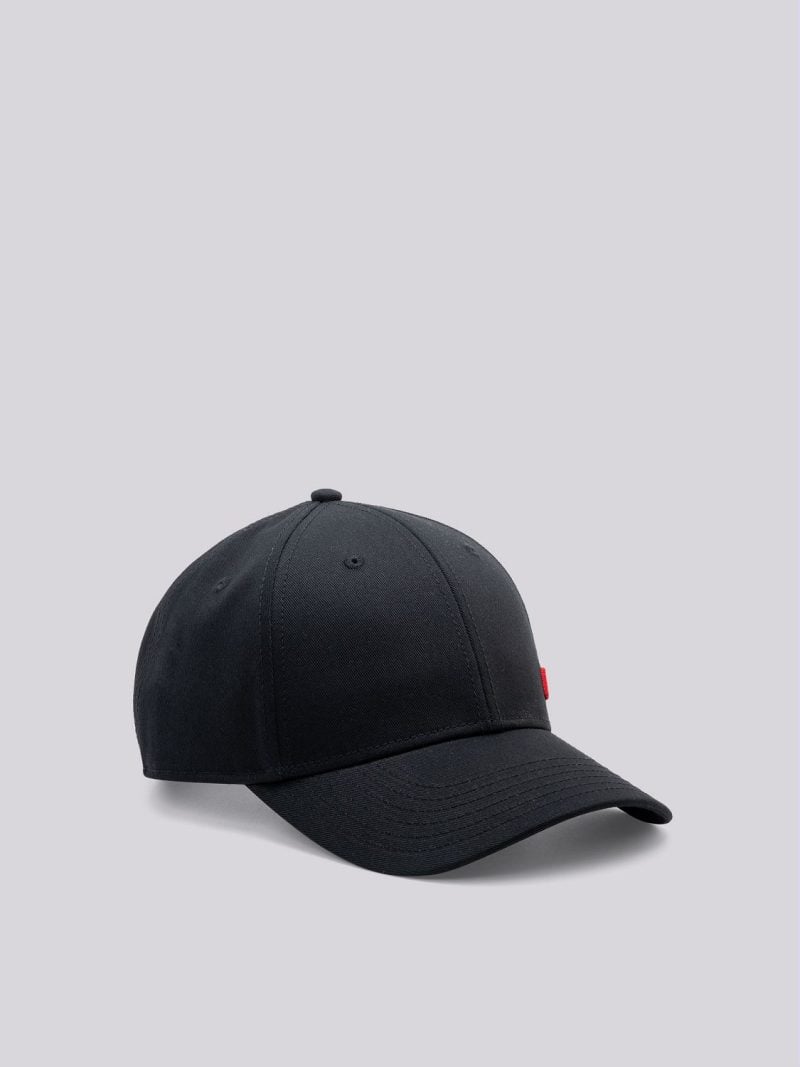 black cap with r embroidery