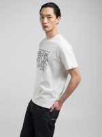 white regular fit t shirt with archival print