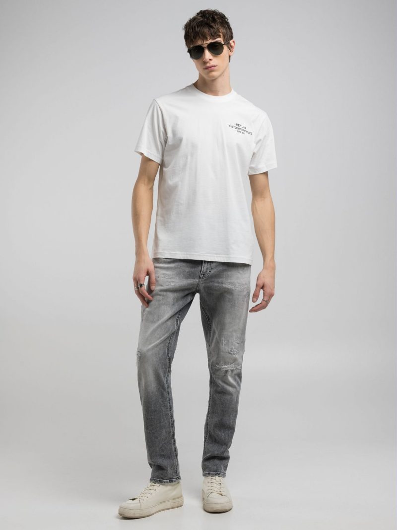 white t shirt with mini and maxi print white t shirt with mini and maxi print