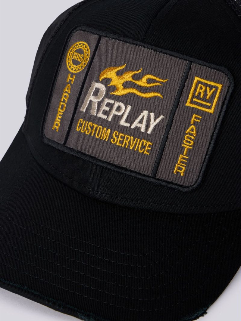 cap with logo patch washed black
