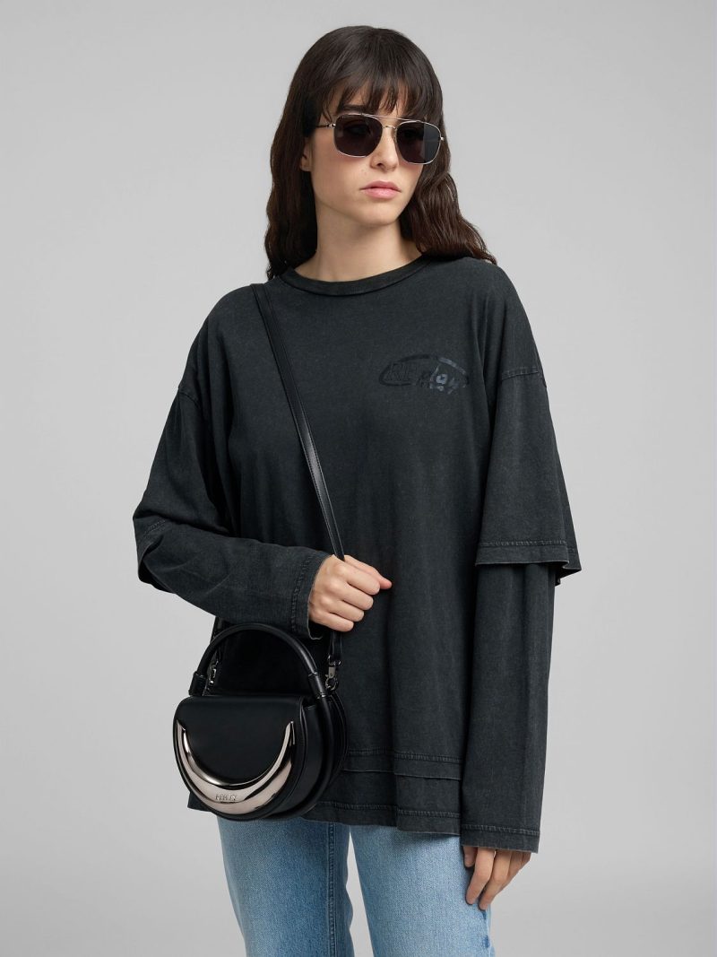 branded half moon bag