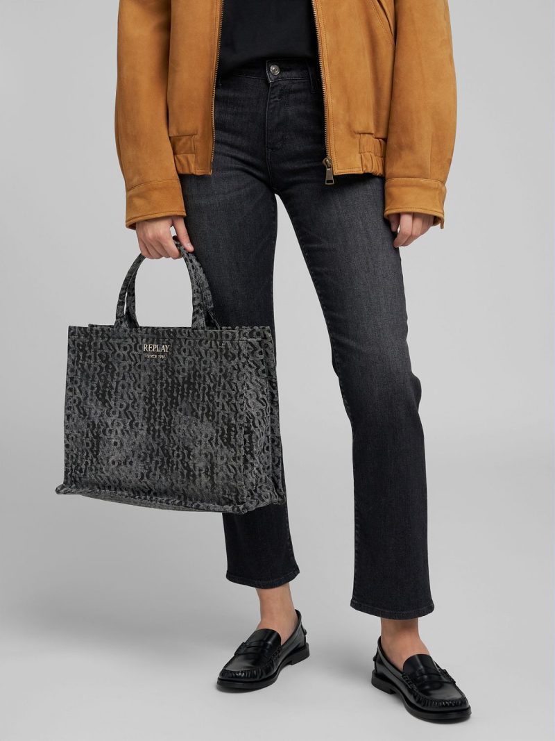 denim tote bag with print
