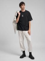 black vinyl print jersey t shirt