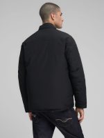 padded rider jacket with patch black nylon twill