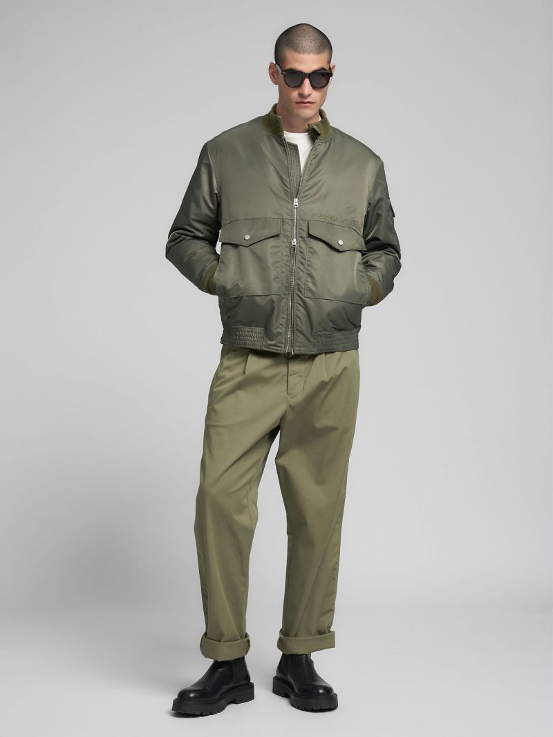 Recycled nylon rider jacket combat green twill - Replay Jeans