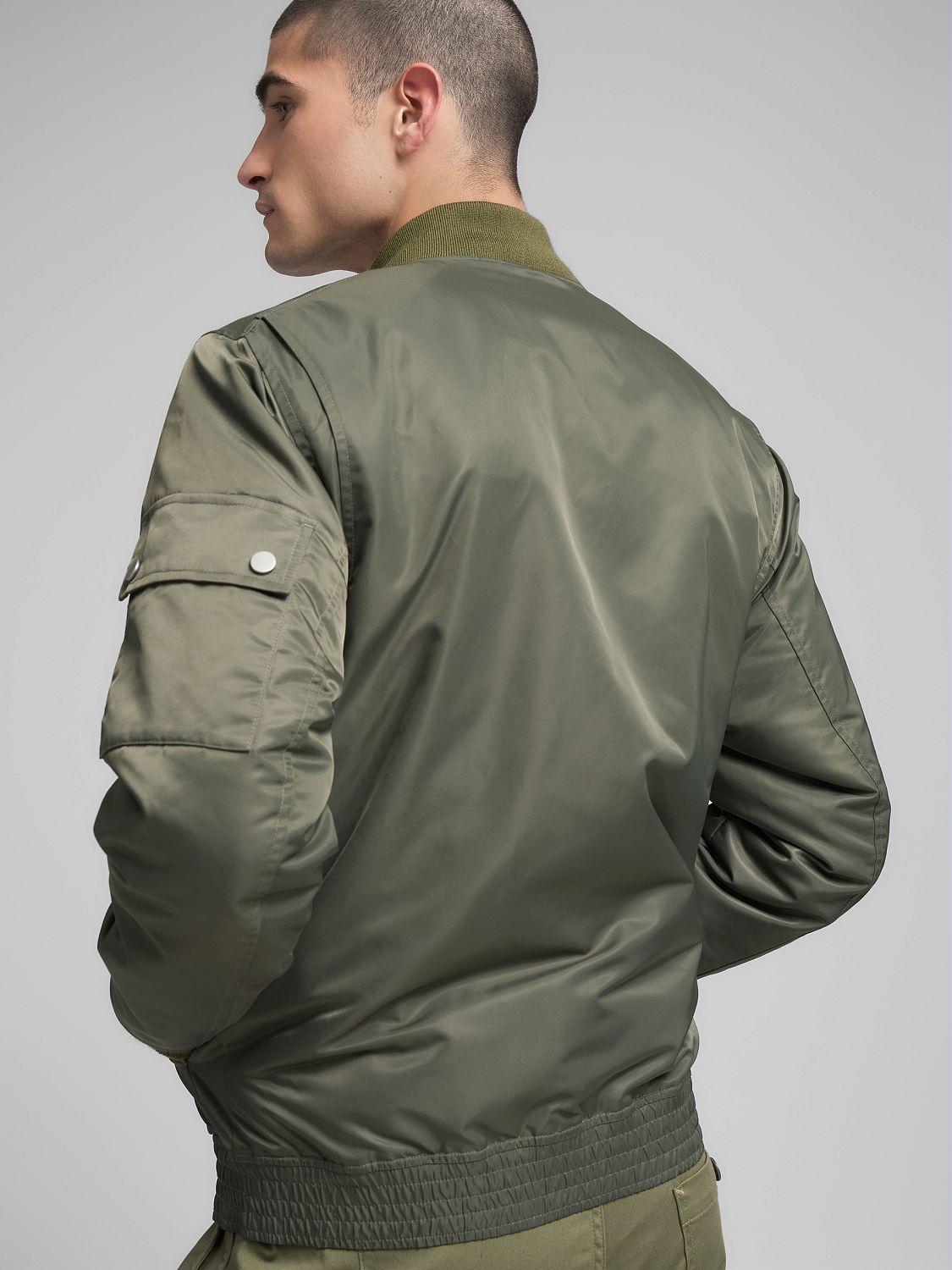 Recycled nylon rider jacket combat green twill - Replay Jeans