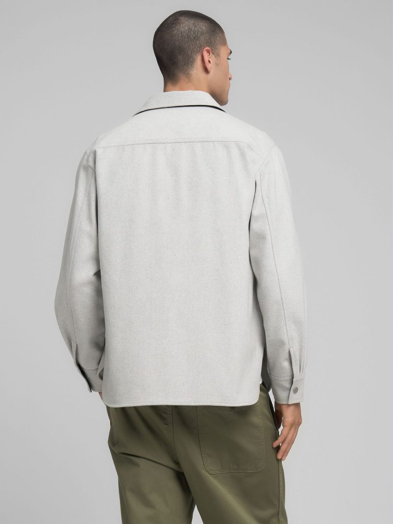 melange grey wool blend overshirt