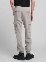 silver tech fleece cargo joggers