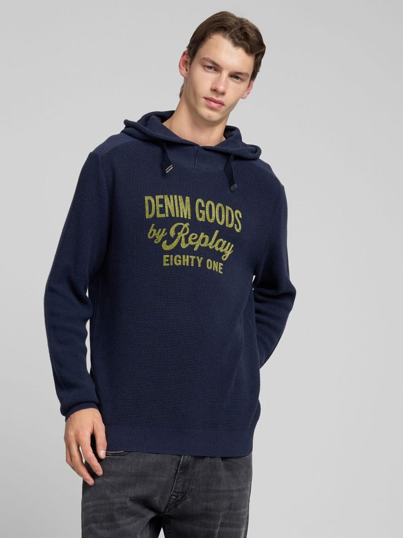 cotton blend hooded pullover with print cotton blend hooded pullover with print