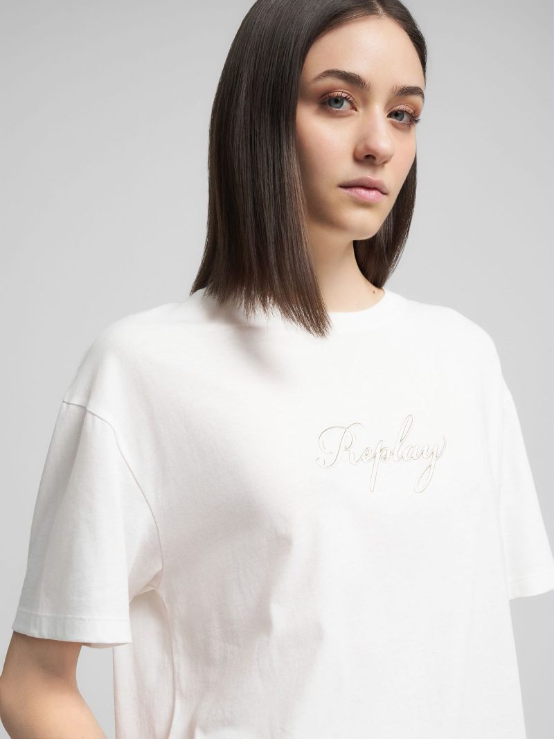 off white cotton crew neck t shirt
