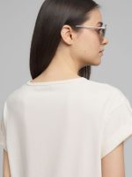 white jersey t shirt with rose and logo print