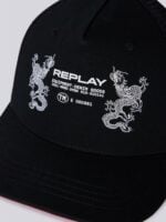 dragon print black cap