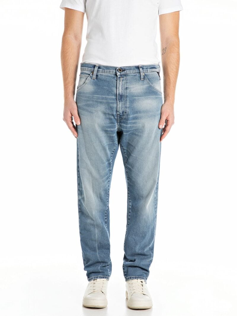 waine tapered fit deep blue jeans