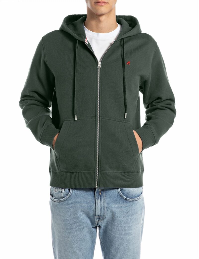 bottle green full zip hoodie